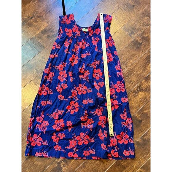 Vintage Ui-Maikai Blue Red Floral Hawaiian Muumuu Dress READ - Picture 6 of 7